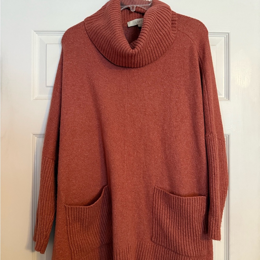 LOFT Rust Cowl Neck Sweater